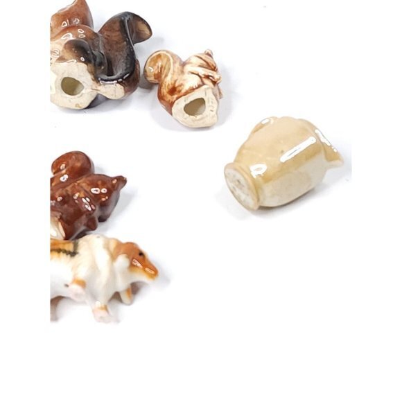 Vintage Lot of 9 Miniature Small Kittens Cats Squirrels Duck‎ Vase Ceramic Bone - Picture 6 of 6